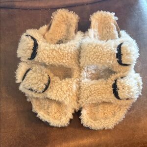 Papillio Beige Fleece Sandals